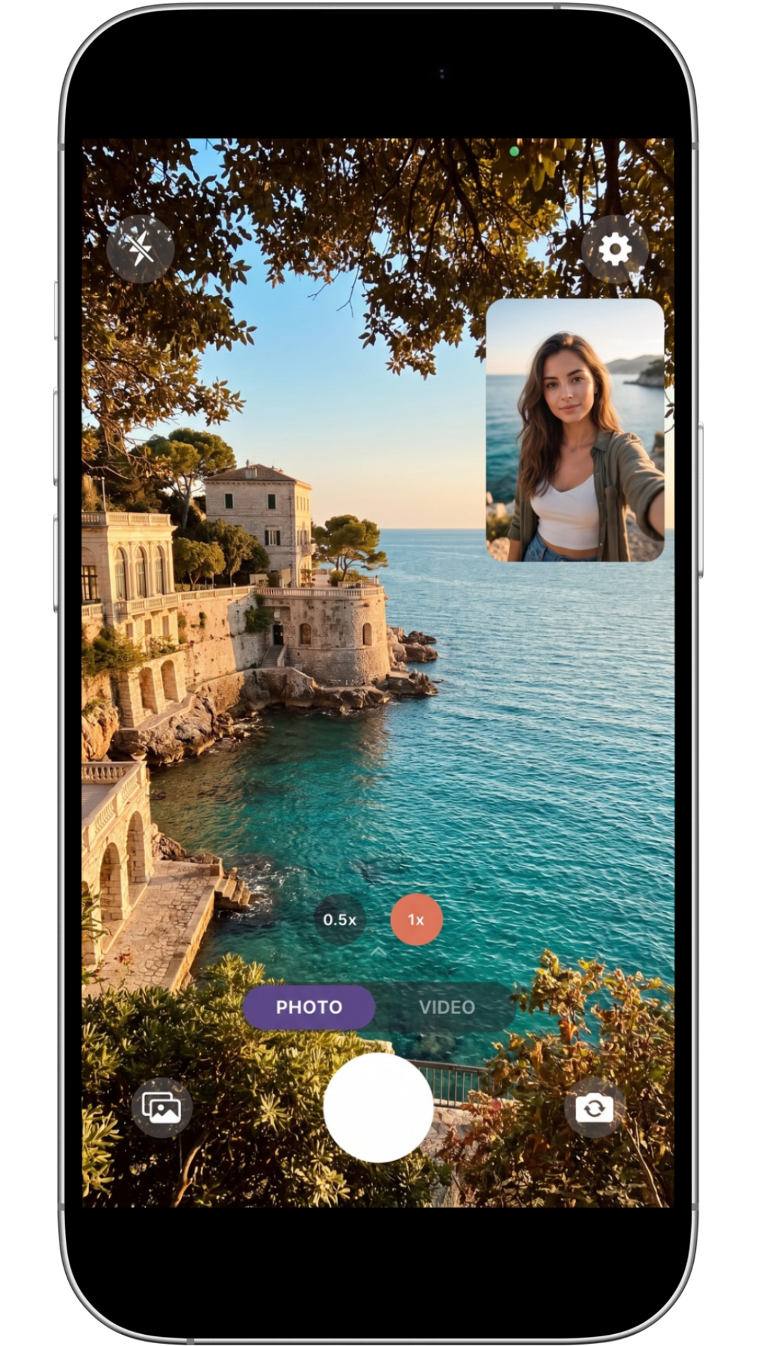 2Shot app showing picture-in-picture dual camera capture